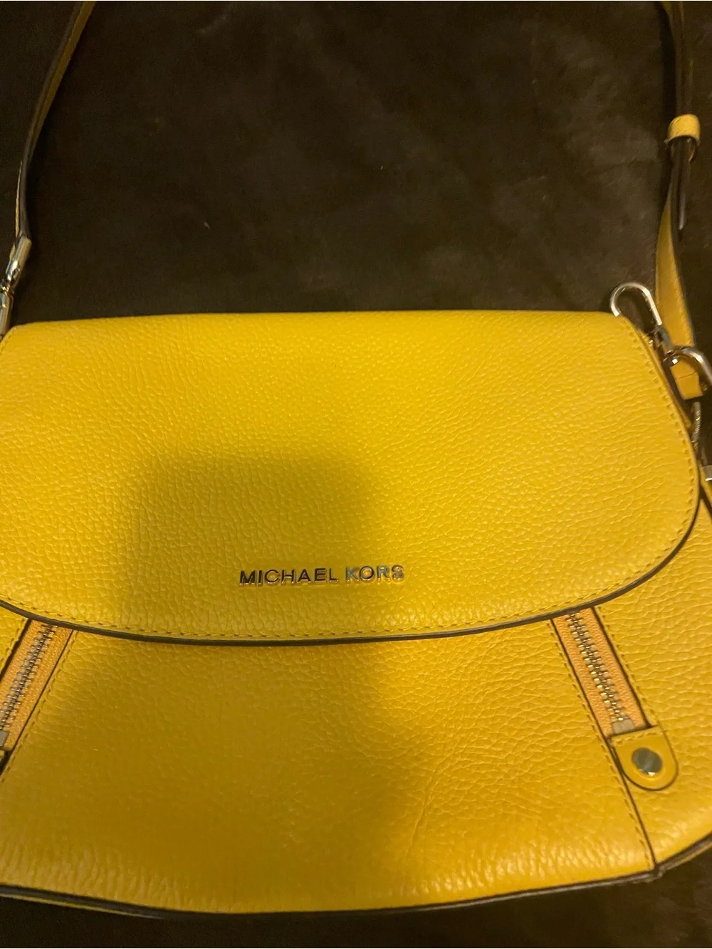 Michael Kors Bright Yellow Pebble Leather Crossbody. New without tags.
